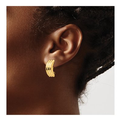 14K Yellow Gold 19mm Non-Pierced Omega Hoop Earrings – view 4