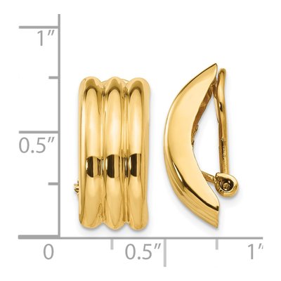 14K Yellow Gold 19mm Non-Pierced Omega Hoop Earrings – view 5