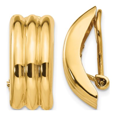 14K Yellow Gold 19mm Non-Pierced Omega Hoop Earrings