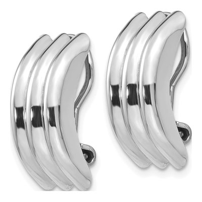 14K White Gold 19mm Non-Pierced Omega Hoop Earrings – view 3