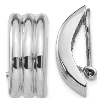 14K White Gold 19mm Non-Pierced Omega Hoop Earrings