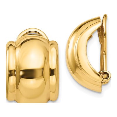 14K Yellow Gold Non-Pierced Half Stud Earrings