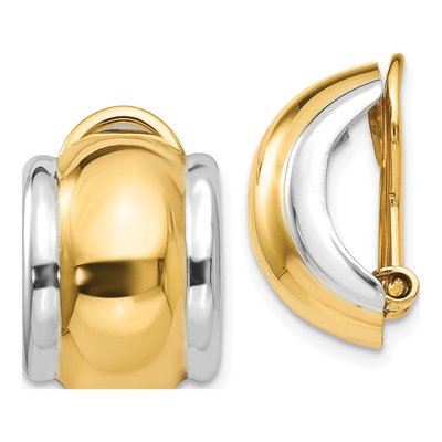 14K Yellow Gold Non-Pierced Half Stud Earrings