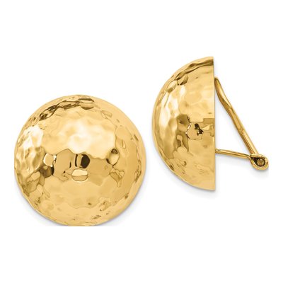 14K Yellow Gold Hammered Half Ball Stud Earrings