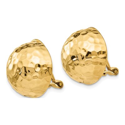 14K Yellow Gold Hammered Half Ball Stud Earrings – view 3