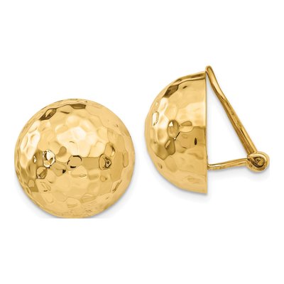 14K Yellow Gold Hammered Half Ball Stud Earrings