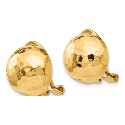 14K Yellow Gold Hammered Non-Pierced Button Stud Earrings – view 3