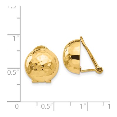 14K Yellow Gold Hammered Non-Pierced Button Stud Earrings – view 5