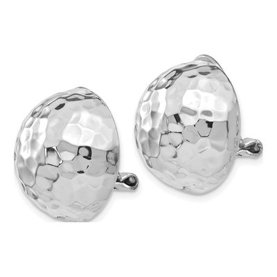 14K White Gold Hammered Half Ball Stud Earrings – view 3