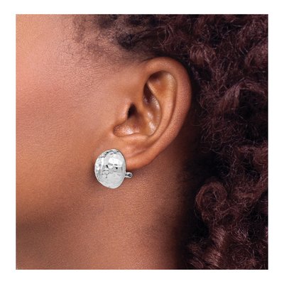 14K White Gold Hammered Half Ball Stud Earrings – view 4