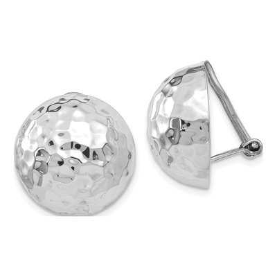 14K White Gold Hammered Half Ball Stud Earrings