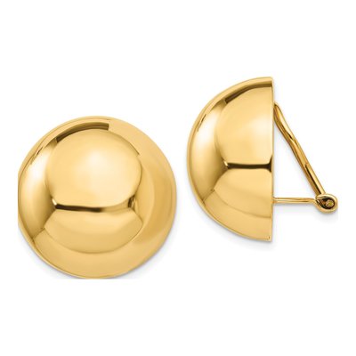14K Yellow Gold Half Ball Non-Pierced Stud Earrings