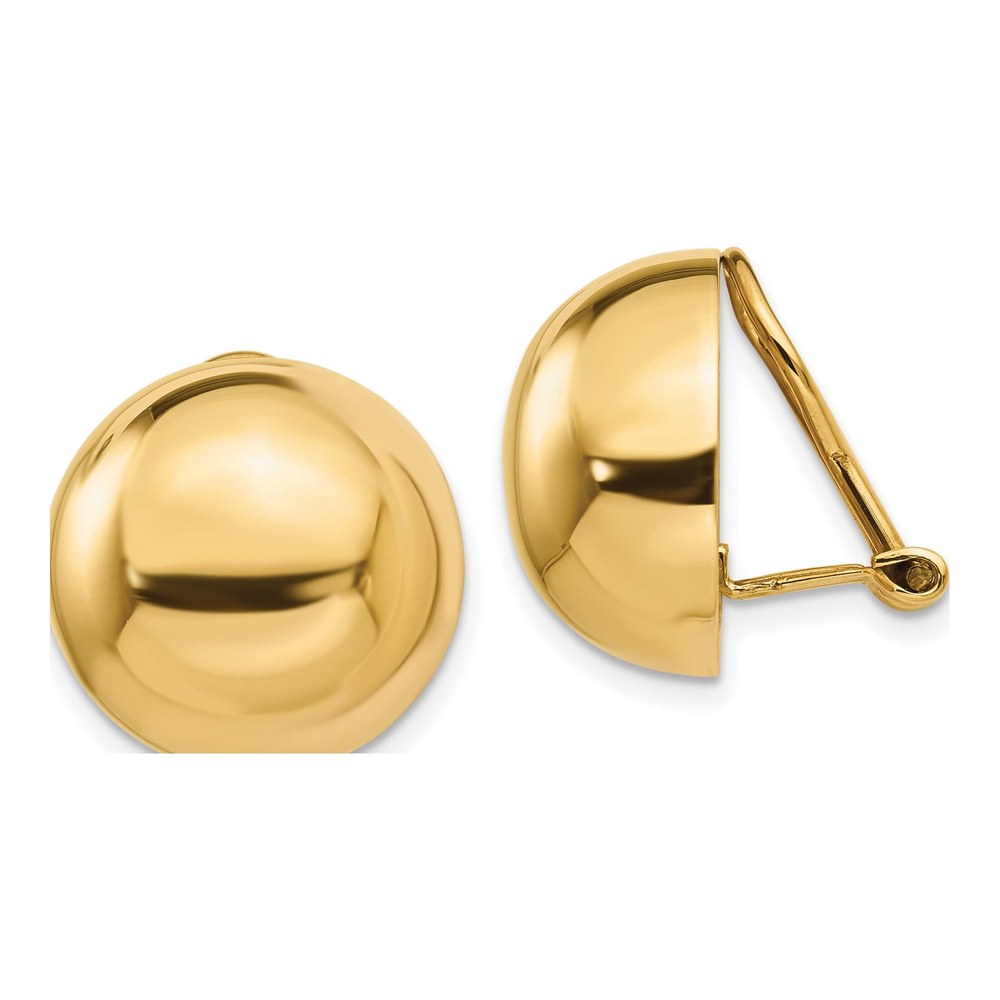 14K Yellow Gold 16mm Half Ball Non-Pierced Earrings