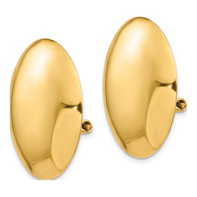 14K Yellow Gold Circle Omega Back Stud Earrings – view 2