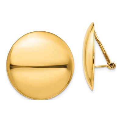 14K Yellow Gold Circle Omega Back Stud Earrings