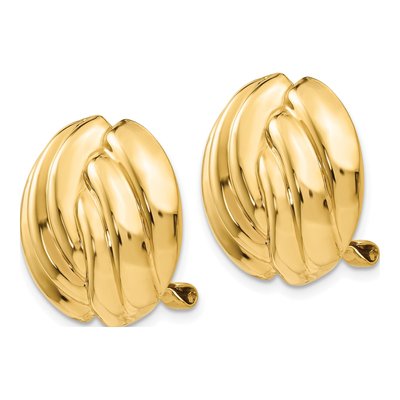 14K Yellow Gold Swirl Omega Back Stud Earrings – view 2
