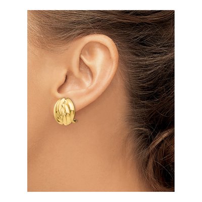 14K Yellow Gold Swirl Omega Back Stud Earrings – view 3