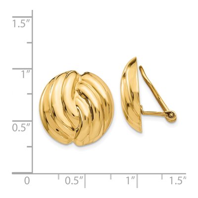 14K Yellow Gold Swirl Omega Back Stud Earrings – view 4