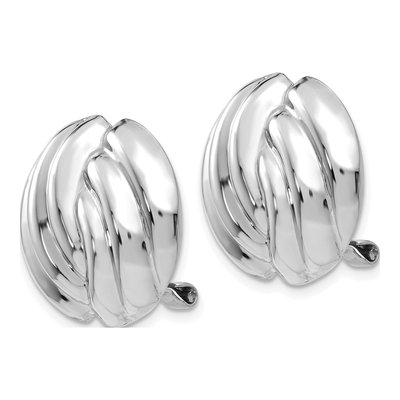 14K White Gold Swirl Non-Pierced Clip Stud Earrings – view 3
