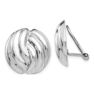 14K White Gold Swirl Non-Pierced Clip Stud Earrings