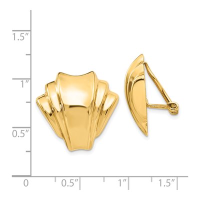 14K Yellow Gold Fan Omega Back Non-Pierced Stud Earrings – view 4