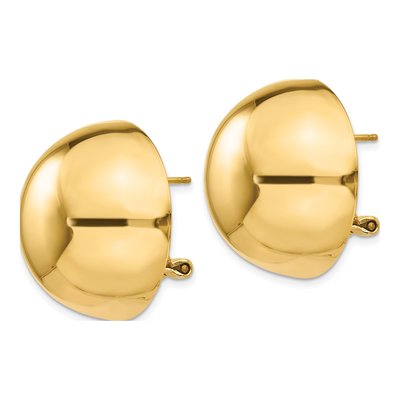 14K Yellow Gold Half Ball Omega Back Stud Earrings – view 3