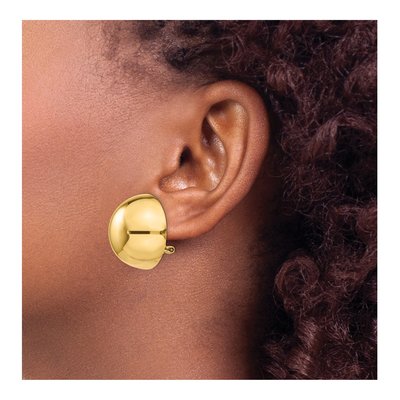 14K Yellow Gold Half Ball Omega Back Stud Earrings – view 4