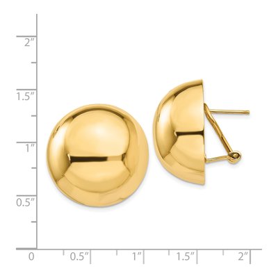 14K Yellow Gold Half Ball Omega Back Stud Earrings – view 5