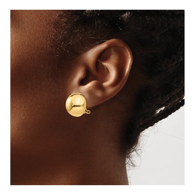 14K Yellow Gold Half Ball Omega Back Stud Earrings – view 3