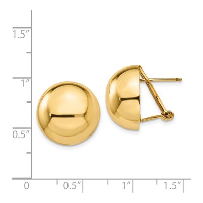 14K Yellow Gold Half Ball Omega Back Stud Earrings – view 4