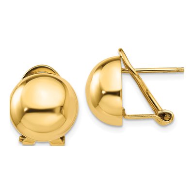 14K Yellow Gold Half Ball Button Stud Earrings