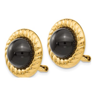 14K Yellow Gold Onyx Cabochon Non-Pierced Stud Earrings – view 3