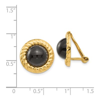 14K Yellow Gold Onyx Cabochon Non-Pierced Stud Earrings – view 5