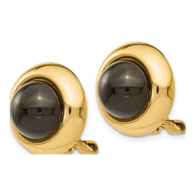 14K Yellow Gold Onyx Omega Clip Stud Earrings – view 2