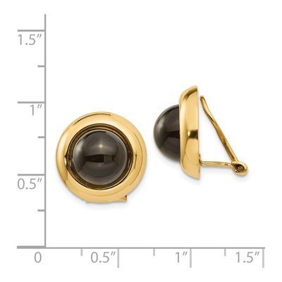 14K Yellow Gold Onyx Omega Clip Stud Earrings – view 4