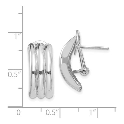 14K White Gold Ribbed Omega Back Button Stud Earrings – view 5