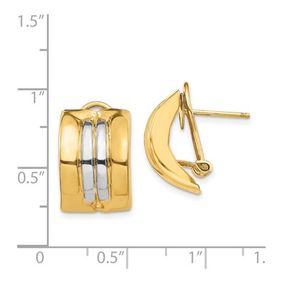 14K Yellow Gold Striped Omega Back Button Stud Earrings – view 5