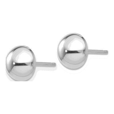 14K White Gold Half Ball Button Stud Earrings – view 3