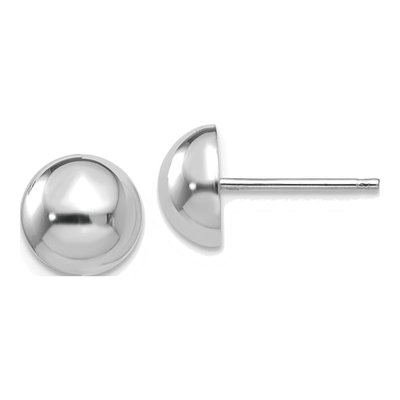 14K White Gold Half Ball Button Stud Earrings