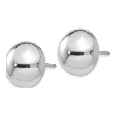 14K White Gold Half Ball Button Stud Earrings – view 2