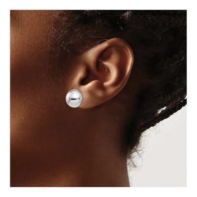 14K White Gold Half Ball Button Stud Earrings – view 3
