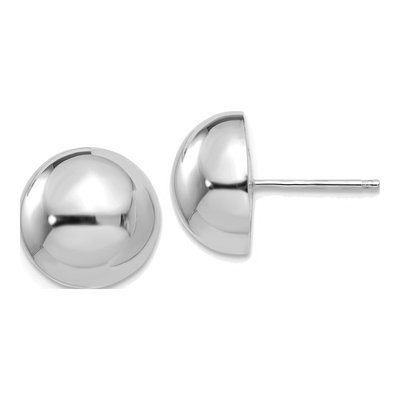 14K White Gold Half Ball Button Stud Earrings