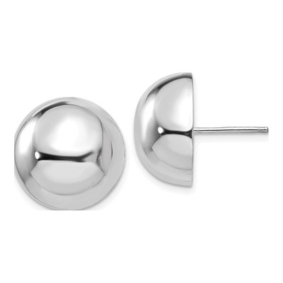 14K White Gold Half Ball Stud Earrings