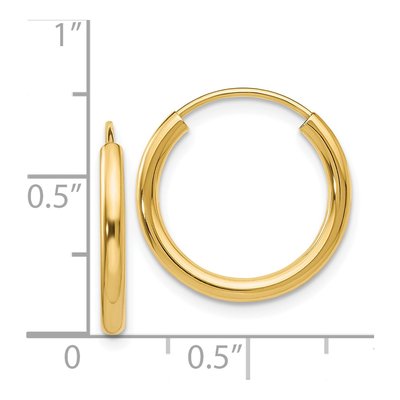 14K Yellow Gold 18mm Endless Tube Hoop Earrings – view 5