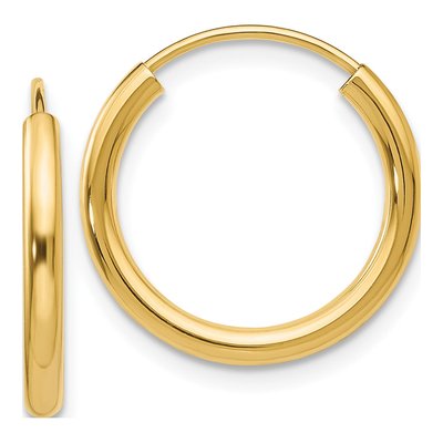 14K Yellow Gold 18mm Endless Tube Hoop Earrings