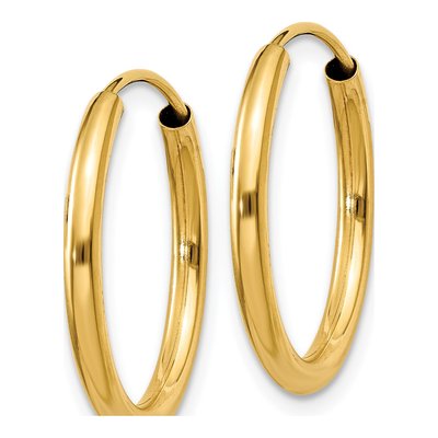 14K Yellow Gold 20mm Endless Tube Hoop Earrings – view 3