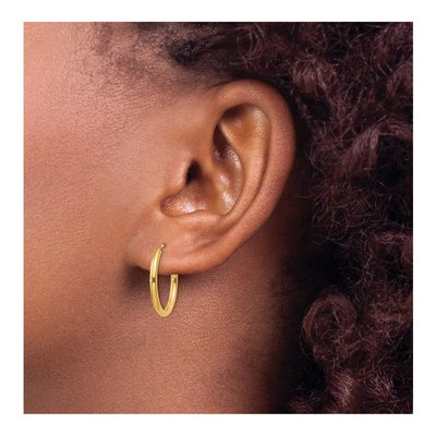 14K Yellow Gold 20mm Endless Tube Hoop Earrings – view 4