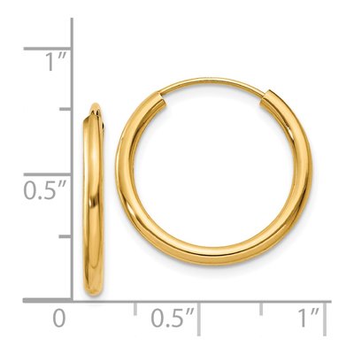 14K Yellow Gold 20mm Endless Tube Hoop Earrings – view 5
