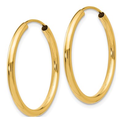 14K Yellow Gold 25mm Endless Tube Hoop Earrings – view 3