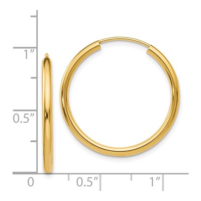 14K Yellow Gold 25mm Endless Tube Hoop Earrings – view 5